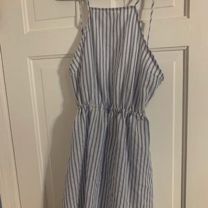 Blue and white pinstripe dress